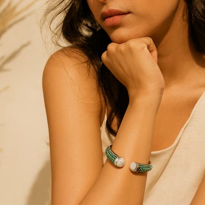 Aanura Emerald Crown Silver Bracelet