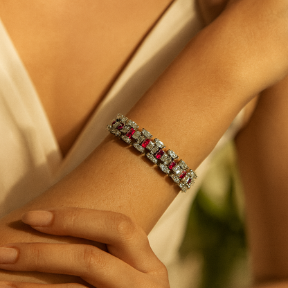 Aanura Radiant Diamond Silver Bracelet