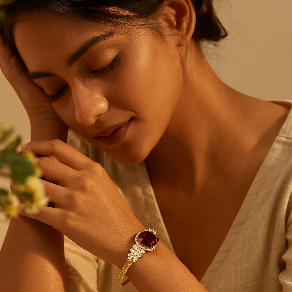 Aanura Regal Ruby Glow Gold Bracelet