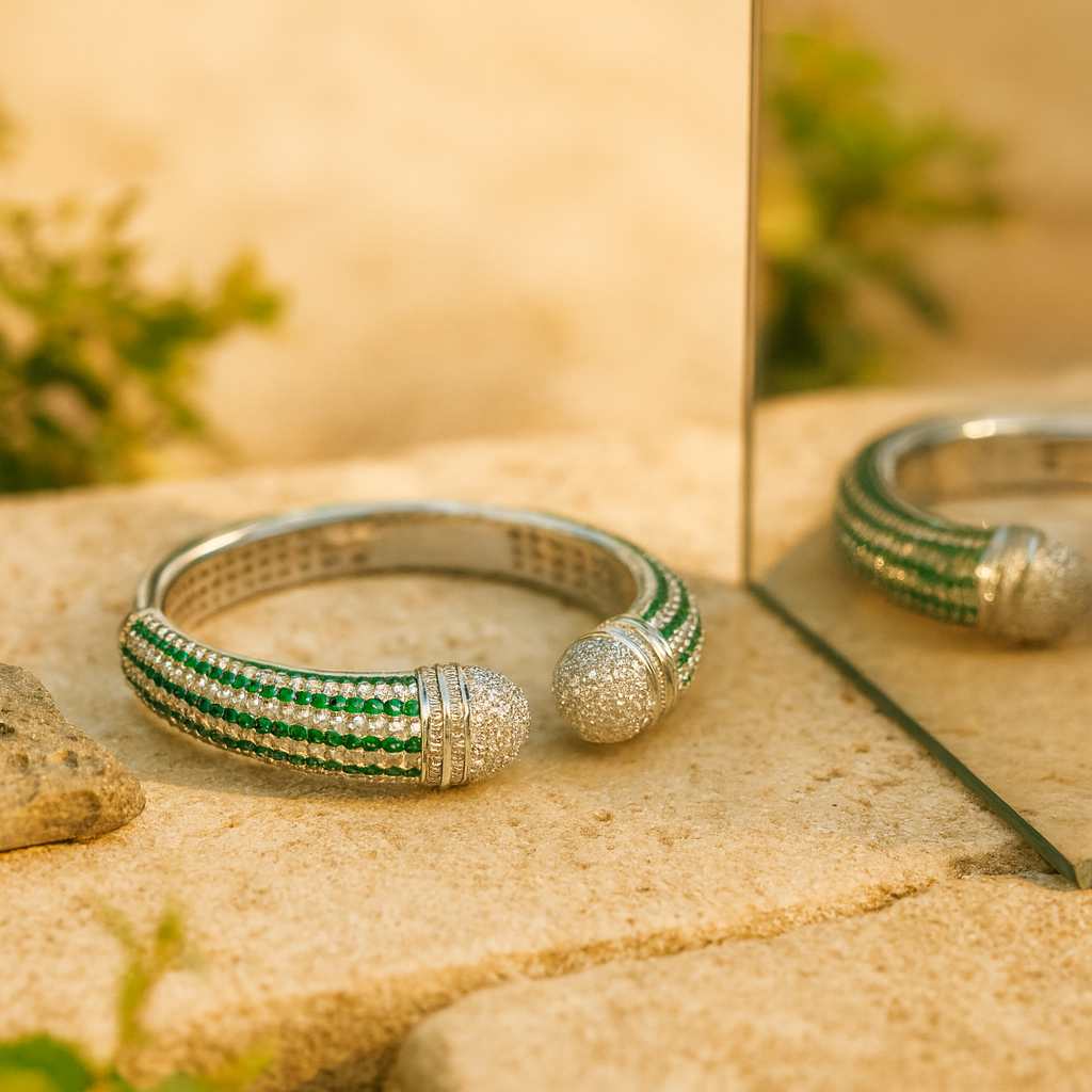 Aanura Emerald Crown Silver Bracelet