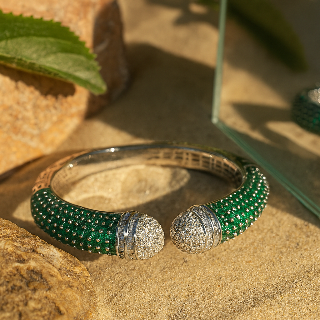 Aanura Emerald Crown Silver Bracelet
