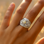 Rhodium Plated Multi Crystal Anti-Tarnish Waterproof Ring
