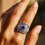 Rhodium Plated Multi Crystal Anti-Tarnish Waterproof Ring