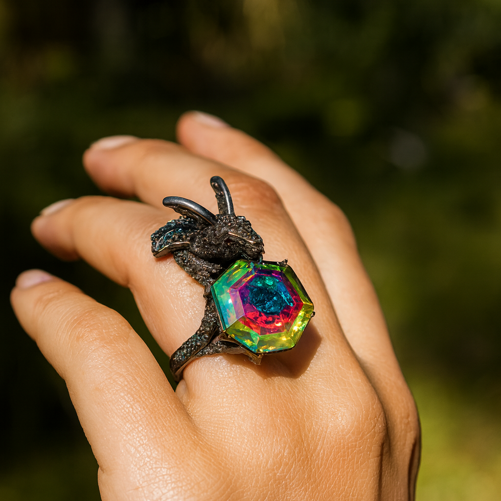 Aanura Silver Encrusted Insect-Inspired Ring