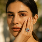 Rhodium Plated Multi Crystal Anti-Tarnish Waterproof Ring
