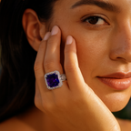 Rhodium Plated Purple Pavé Anti-Tarnish Waterproof Ring