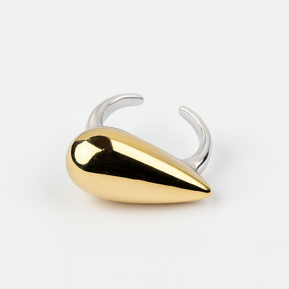 Gold & Silver-Tone Teardrop Adjustable Ring | Aanura