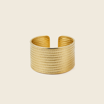 Wide Textured Gold Cuff Bracelet | Aanura