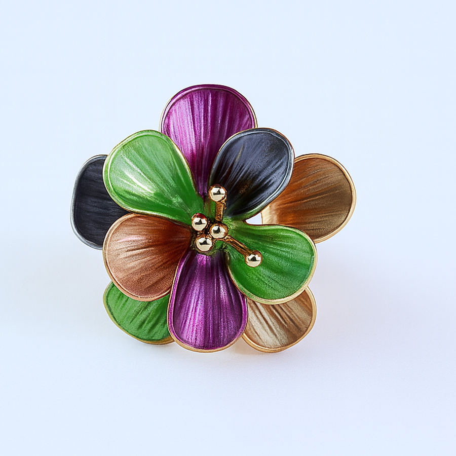 Aanura Multicolor Enamel Flower Ring