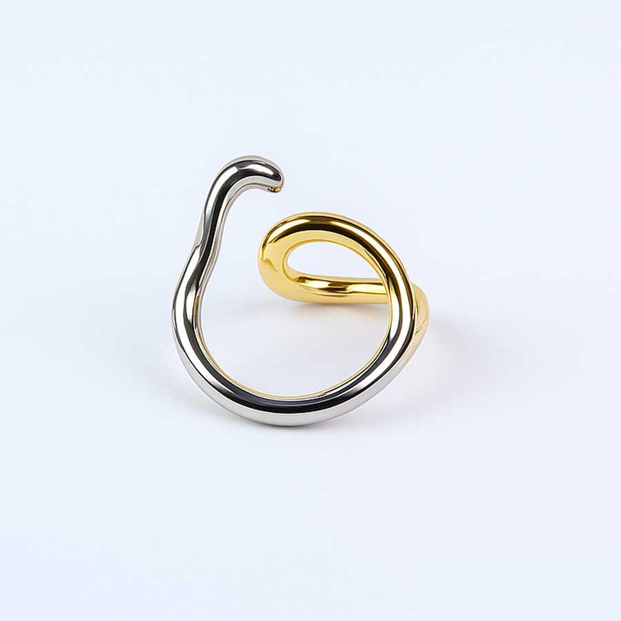 Aanura Two-Tone Sculptural Minimalist Statement Ring