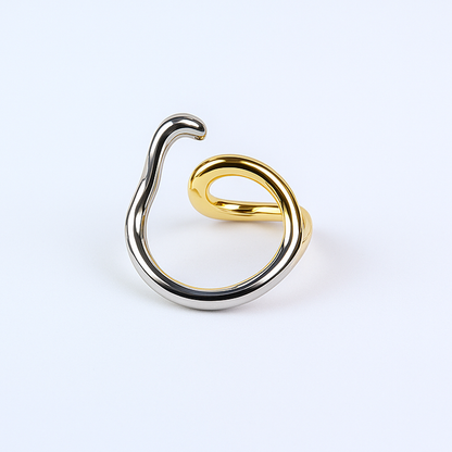 Aanura Two-Tone Sculptural Minimalist Statement Ring