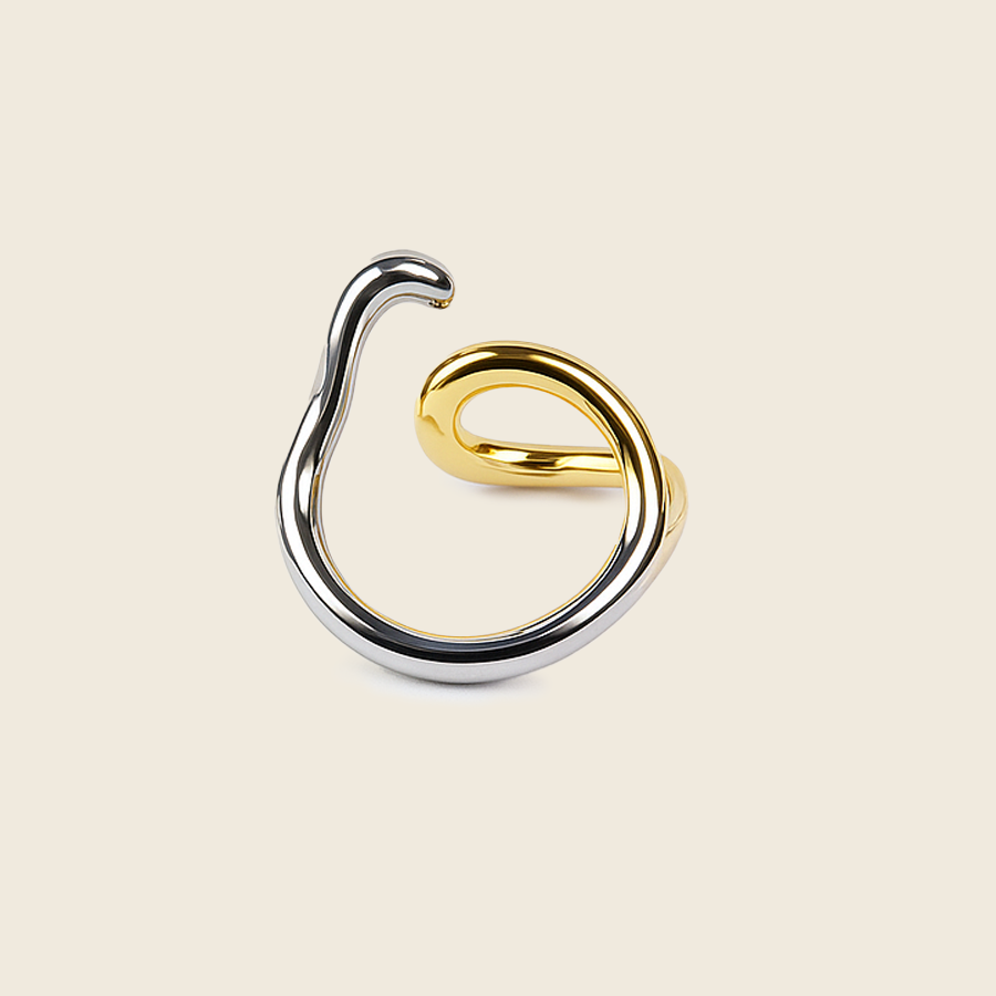 Gold & Rhodium Sculptural Anti-Tarnish Waterproof Ring