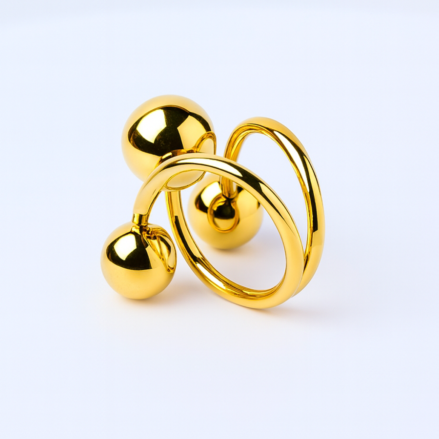 Aanura Abstract Gold Statement Sphere Ring