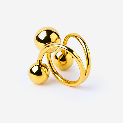 Aanura Abstract Gold Statement Sphere Ring
