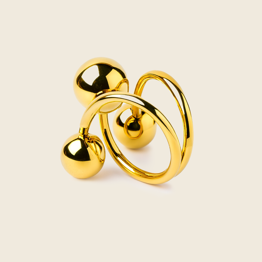 Aanura Abstract Gold Statement Sphere Ring