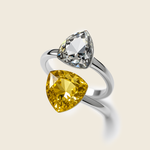 Trillion Duo Yellow & White Crystal Adjustable Statement Ring