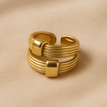 Aanura Matte & Polished Gold Adjustable Statement Ring