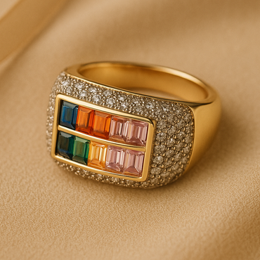 Aanura Gold-Plated Multi-Gemstone Statement Ring