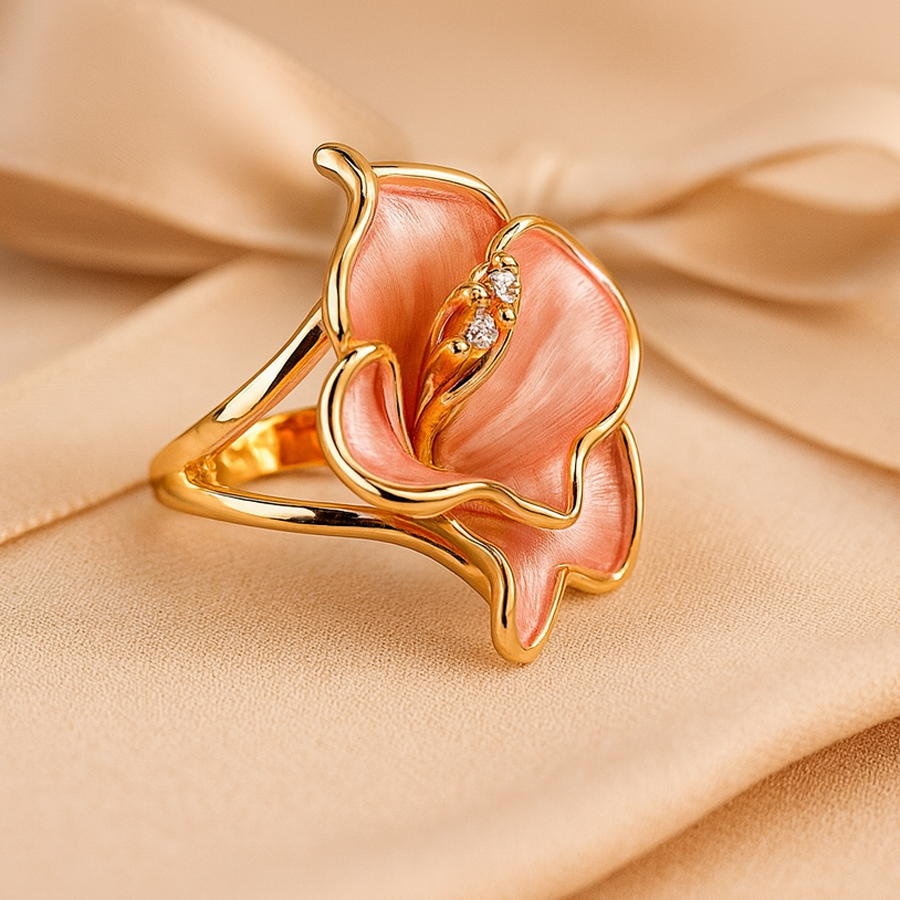 Aanura Gold-Plated Bow Ring with Pearl