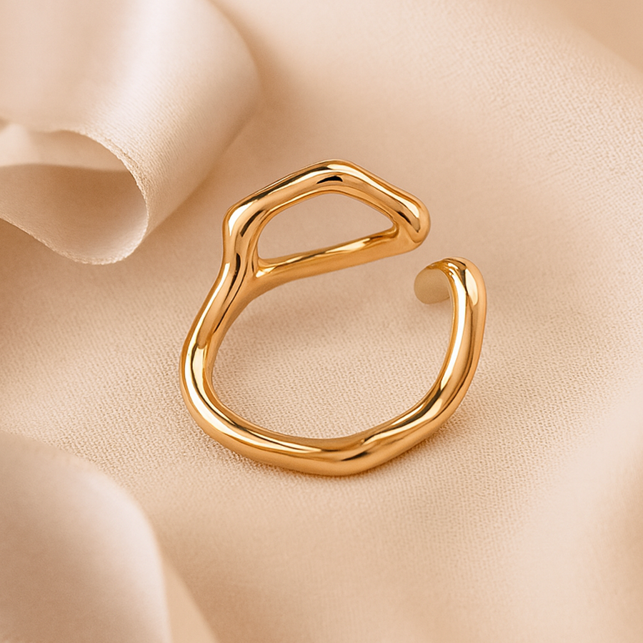 Aanura Two-Tone Sculptural Minimalist Statement Ring