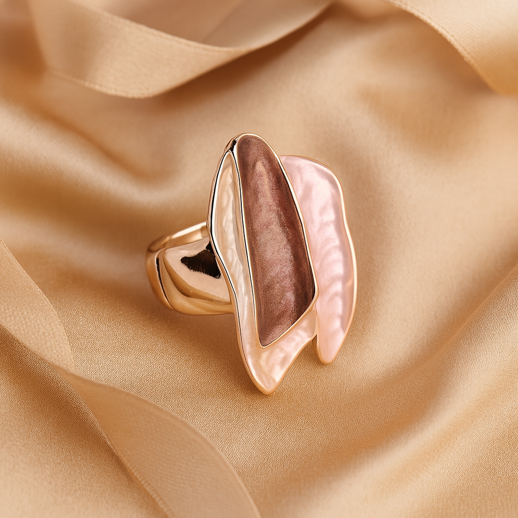 Aanura Pink & Mauve Abstract Floral Statement Ring