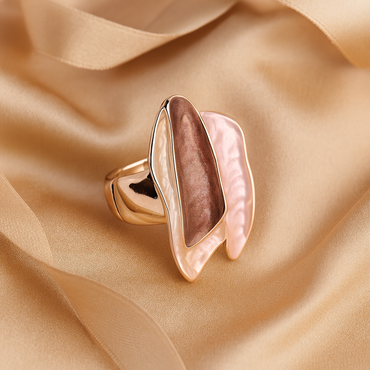 Aanura Pink & Mauve Abstract Floral Statement Ring