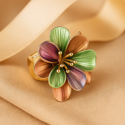 Aanura Multicolor Enamel Flower Ring