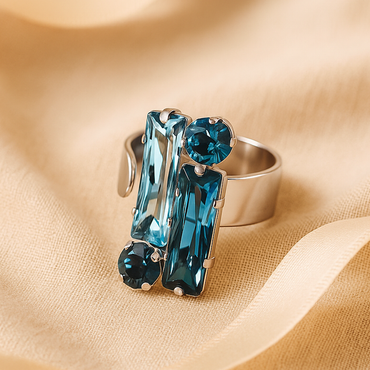 Aanura Silver-Plated Purple & Blue Gemstone Ring