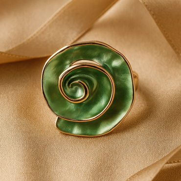 Aanura Green Spiral Statement Ring