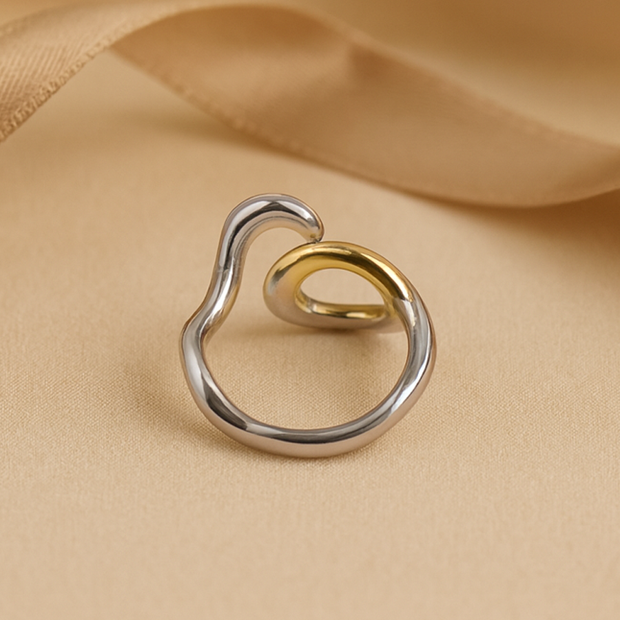 Aanura Two-Tone Sculptural Minimalist Statement Ring