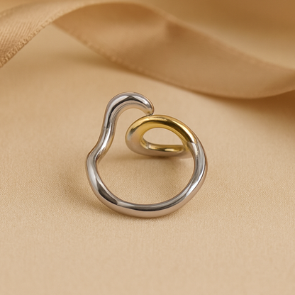 Aanura Two-Tone Sculptural Minimalist Statement Ring