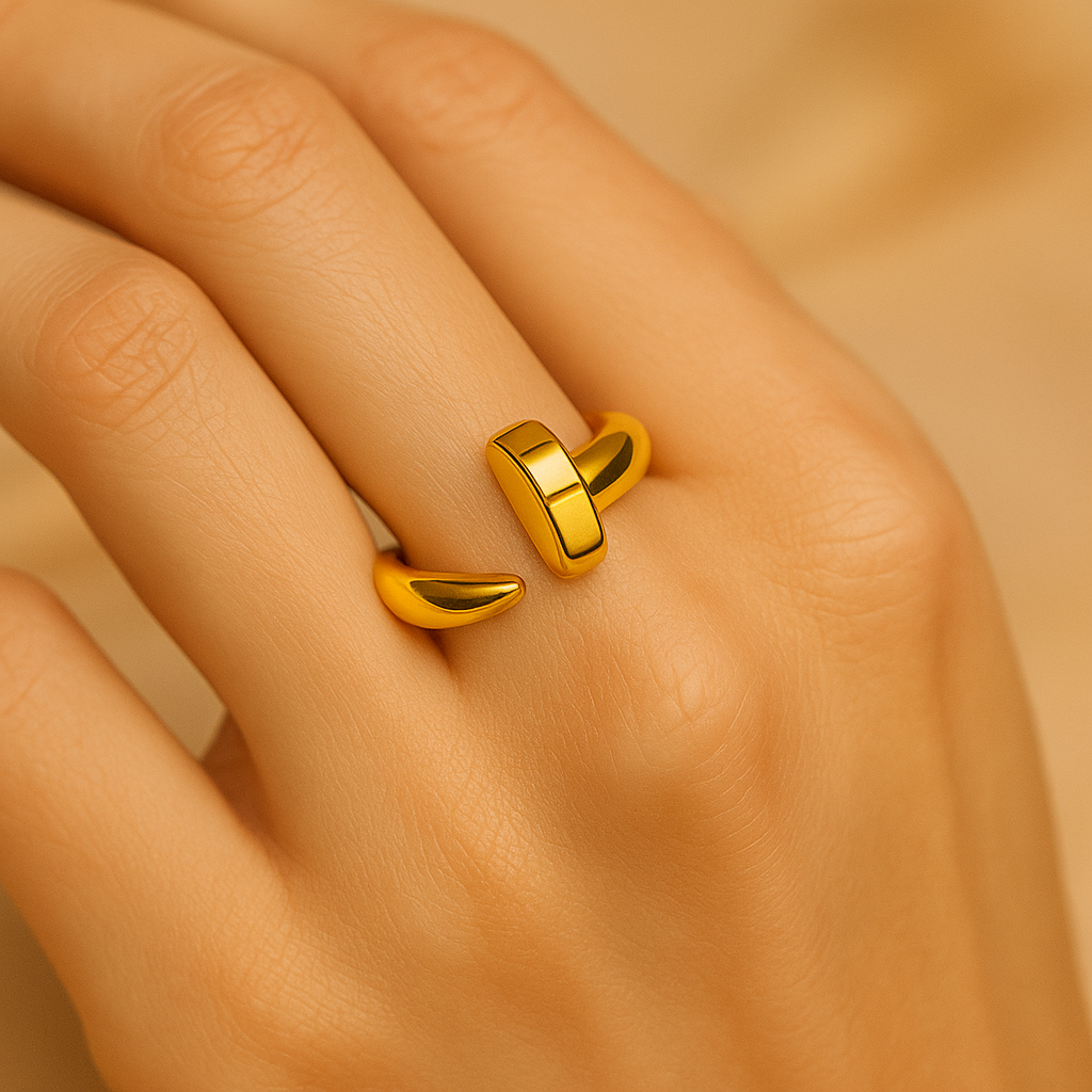 Aanura Gold Nail Open Ring – Modern Minimal Jewelry