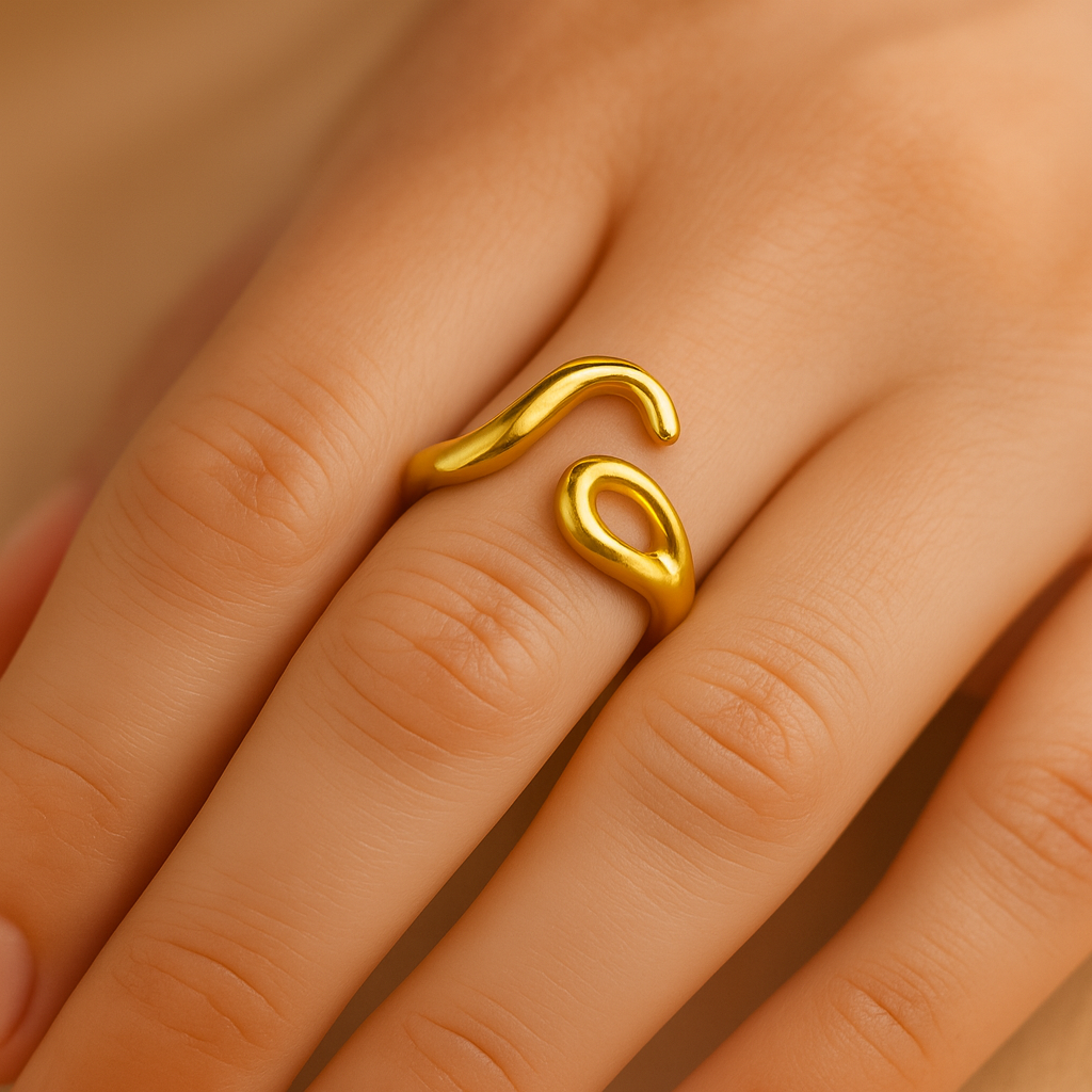 Aanura Two-Tone Sculptural Minimalist Statement Ring