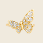 Aanura Gold Butterfly Crystal Embellished Statement Ring