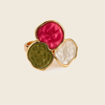 Aanura Multicolor Petal Ring with Red, Green & Pearl Finish