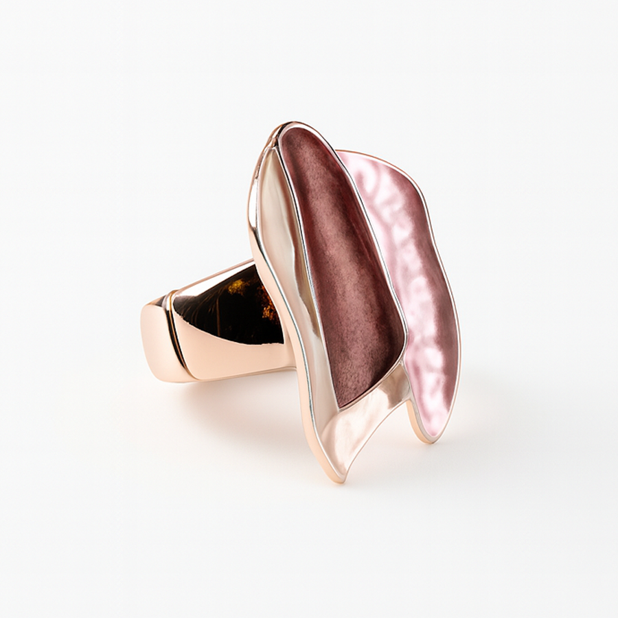 Aanura Pink & Mauve Abstract Floral Statement Ring