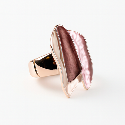 Aanura Pink & Mauve Abstract Floral Statement Ring