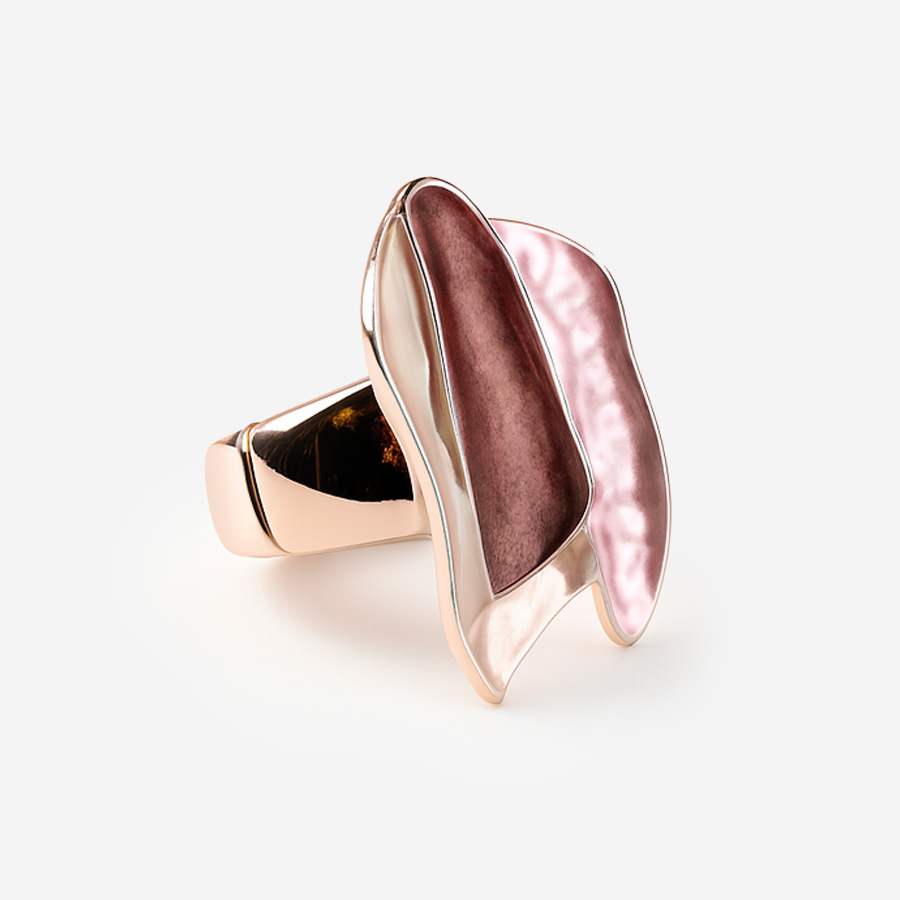 Aanura Pink & Mauve Abstract Floral Statement Ring