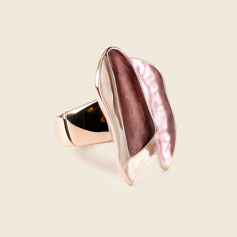 Aanura Pink & Mauve Abstract Floral Statement Ring