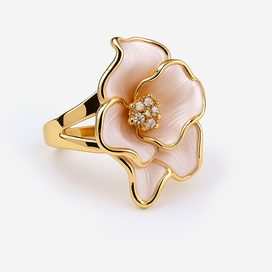 Aanura Gold-Plated Bow Ring with Pearl
