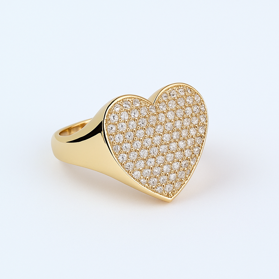 Aanura Gold Crystal-Studded Heart Statement Ring