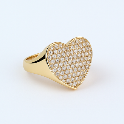 Aanura Gold Crystal-Studded Heart Statement Ring