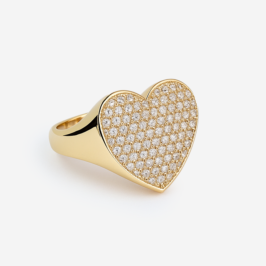 Aanura Gold Crystal-Studded Heart Statement Ring