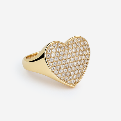 Aanura Gold Crystal-Studded Heart Statement Ring