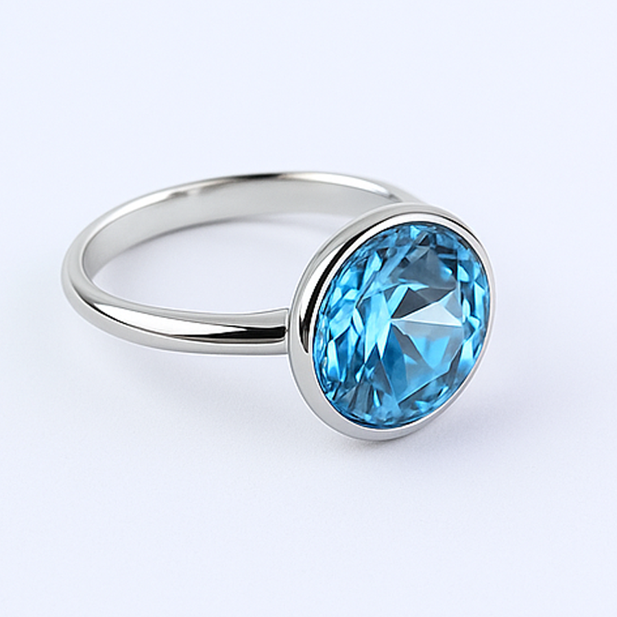 Aanura Blue Solitaire Gold Ring – Elegant Statement Jewelry