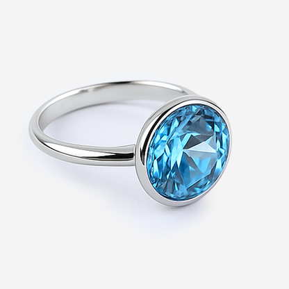 Aanura Blue Solitaire Gold Ring – Elegant Statement Jewelry