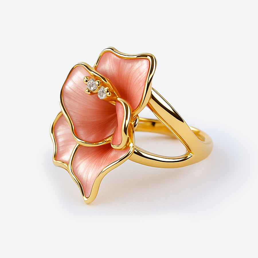 Aanura Gold-Plated Bow Ring with Pearl