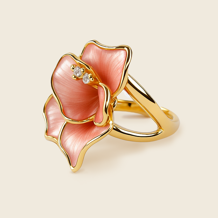 Aanura Gold-Plated Bow Ring with Pearl