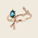 Aanura Blue Gemstone Branch Ring – Rose Gold Elegance