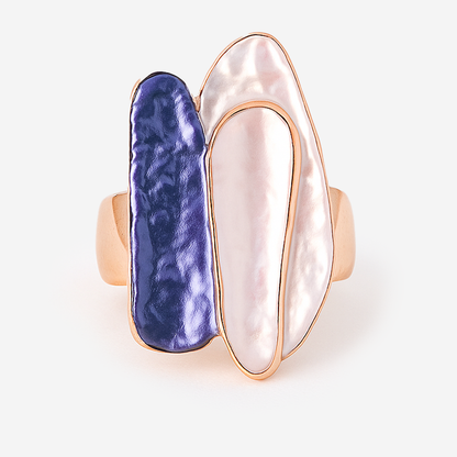 Aanura Pink & Mauve Abstract Floral Statement Ring